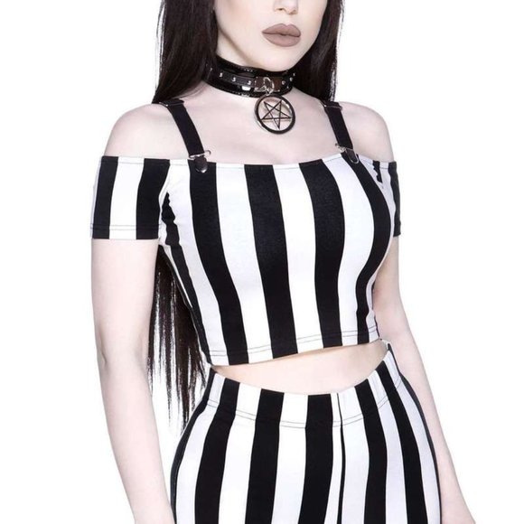 Killstar Tops - Killstar Walk the line Dark star crop top size small
